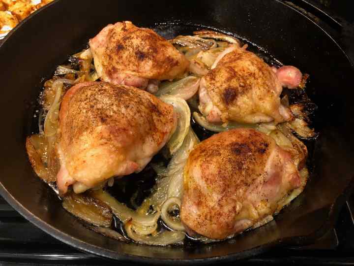 Roasted Chicken Thighs with Caramelized Onions & Croutons – Cooking ...